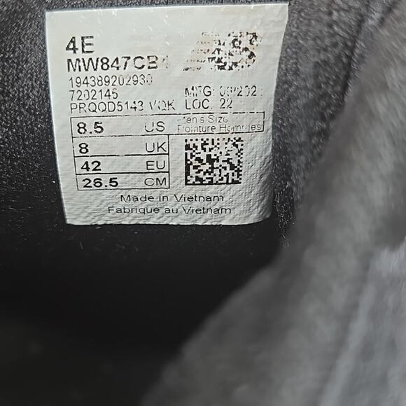 New Balance 847 V4 Mens Triple Black Size 8.5 4E Extra Wide Shoes MW847CB4 - Picture 10 of 11